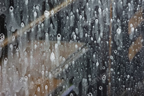 Preview: Background Wet- Raindrop Realistic. Water Splash Shower- Bad Weather. Window- Soap Foam. Rainwater