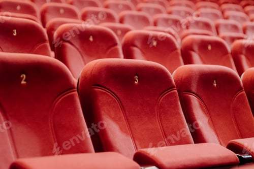 Preview: empty theater chairs in the theater