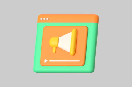 Preview: Computer window with megaphone icon.