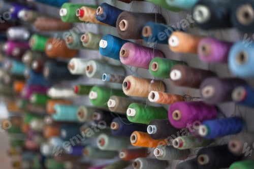 Preview: Closeup shot of colorful rolls of thread
