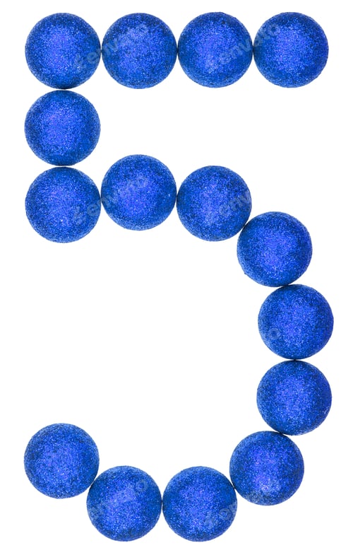 Preview: Numeral 5, five, from decorative balls, isolated on white background