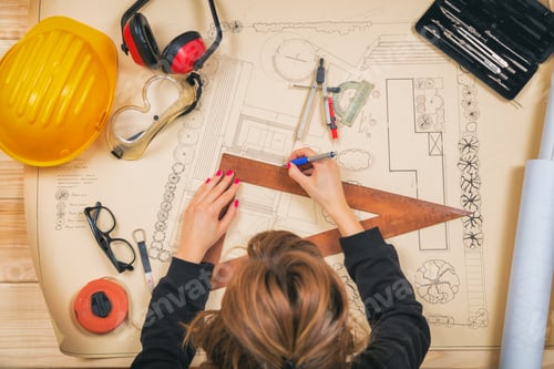 Preview: Young Architect Doing Work In Her Studio.