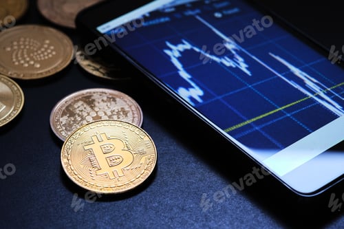 Preview: Cryptocurrencies and a smartphone with a graph