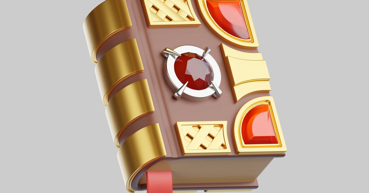 Fantasy Spellbook with Gemstones and Gold Accents 3D, Incl. accent ...