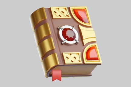 Preview: Fantasy Spellbook with Gemstones and Gold Accents