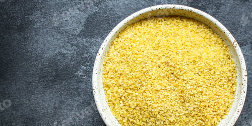 Preview: Bulgur Ground Grain Raw Menu Concept Serving Size. Food Background Top View Copy Space Organic