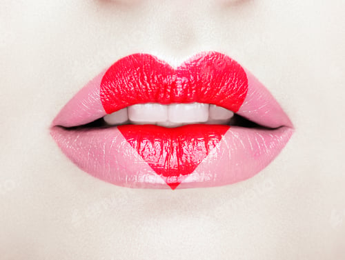 Preview: Lips painted with a lipstick heart