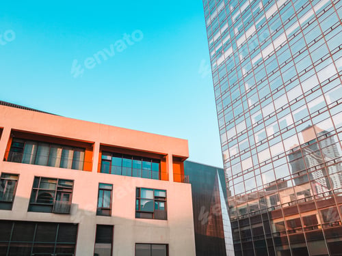 Preview: Low angle shot of modern building facade