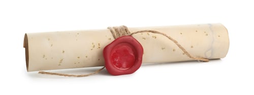 Preview: Old rolled paper scroll isolated on white