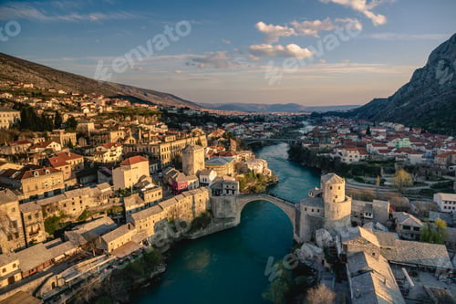 Preview: Mostar at sunset, drone