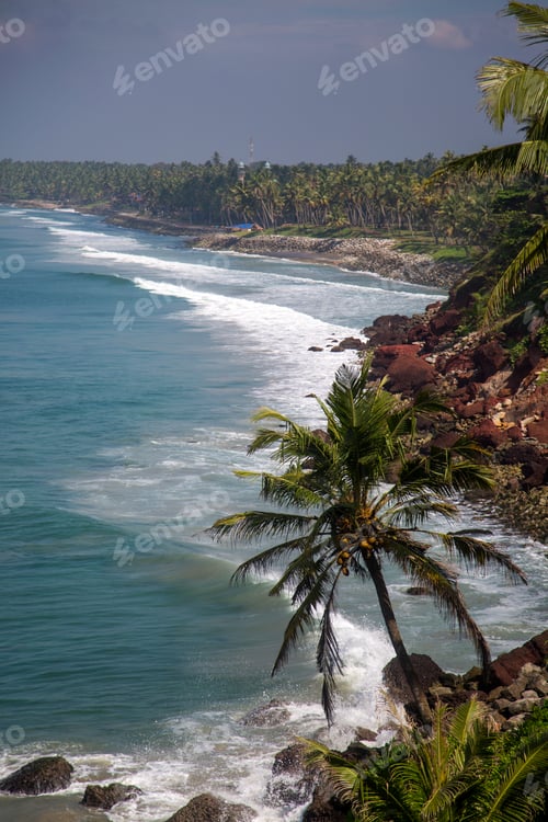 Preview: Sea in Varkala in Kerala state, India