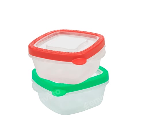 Preview: Empty food plastic containers isolated on white background