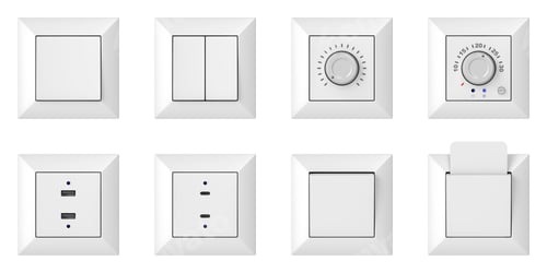 Preview: Set of wall sockets, switches and control units