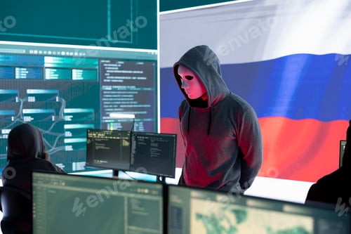 Preview: Russian expert working in high tech operations center to collect information