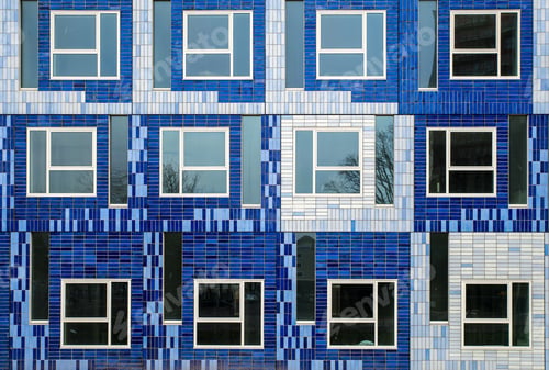 Preview: Beautiful shot of a building with different blue tiles