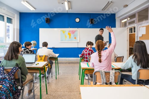 Preview: Students in Classroom with Teacher at Whiteboard