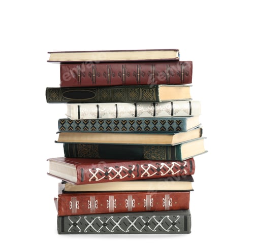 Preview: Collection of different books isolated on white