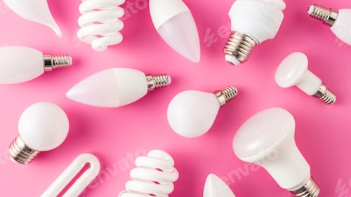 Preview: top view of pattern from various light bulbs on pink