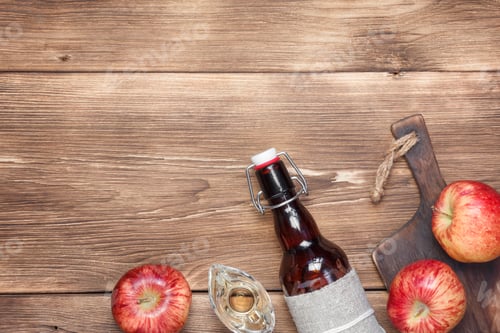 Preview: Apples and Apple Juice on a Wooden Surface