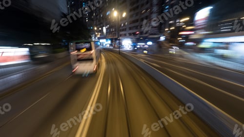 Preview: Traveling by tram in night Hong Kong