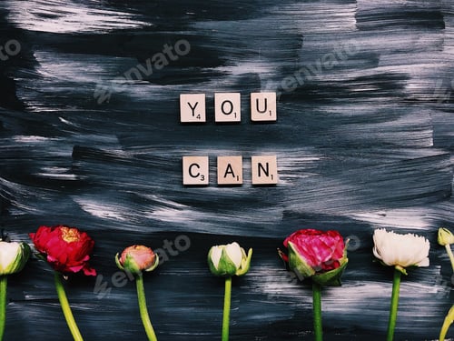 Preview: You can ! Positive ! Abstract acrylic painted background and motivational quotes
