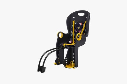 Preview: Child car seat with yellow restraints and power cord