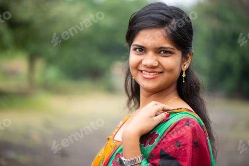 Preview: Portrait of Happy young beautiful Indian woman