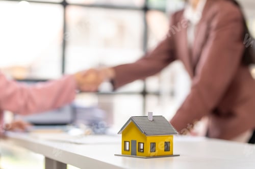 Preview: A woman shakes hands with another woman in a business suit