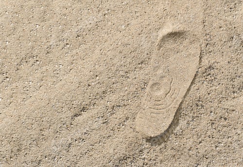 Preview: Footprint on sand. Copy space.