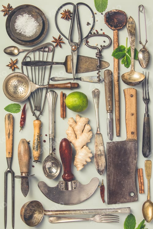 Preview: Collection of old vintage cutlery
