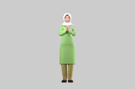 Preview: Muslim woman festive namaste pose