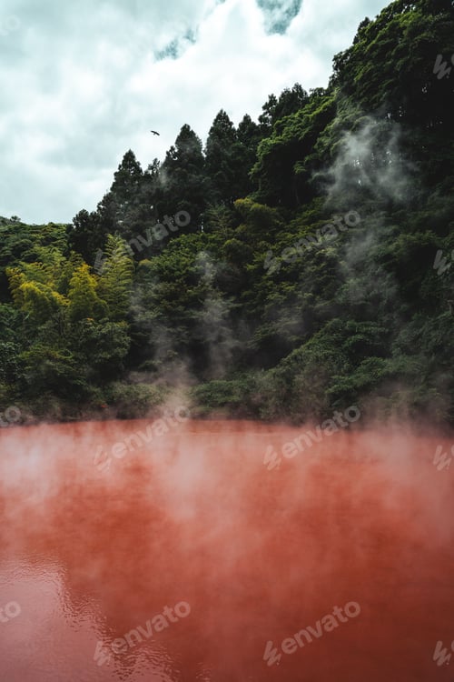 Preview: Vertical shot of the Hot Springs in the daylight in Beppu, Japan