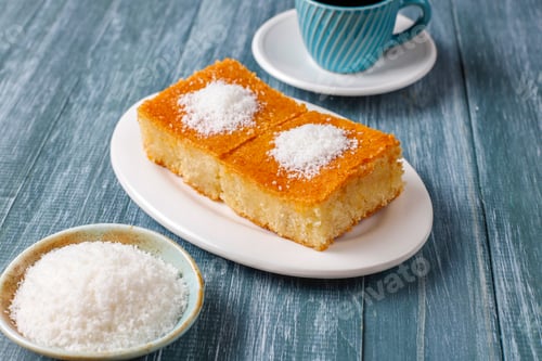 Preview: Homemade turkish dessert semolina cake.