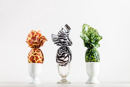 Preview: Easter eggs wrapped up in animal print paper