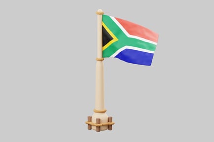 Preview: Flagpole with South African flag