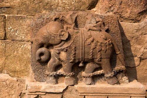 Preview: Ancient stone sculpture at Daulatabad Fort, India.