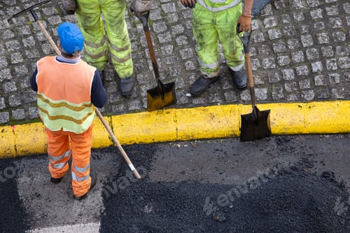 Preview: Construction Workers during Asphalting Road Work