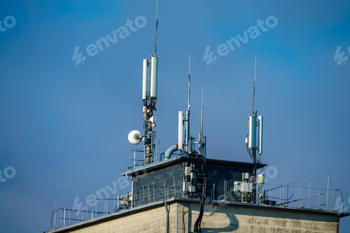 Preview: Telecommunication concrete tower with antennas
