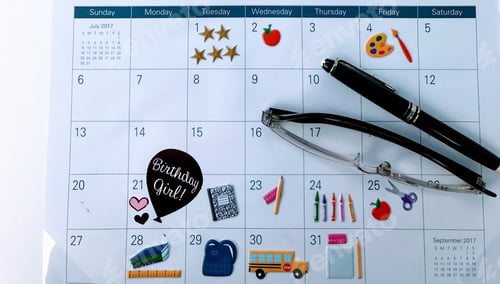 Preview: Calendar Page with Stickers and Stationery Items