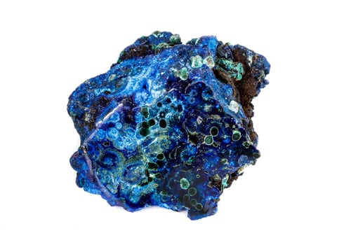 Preview: Macro mineral stone Malachite and Azurite against white background