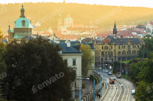 Preview: Aerial view of cityscape of Prague, Czech Republic