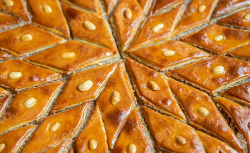 Preview: Oriental sweet baklava with nuts. Selective focus.