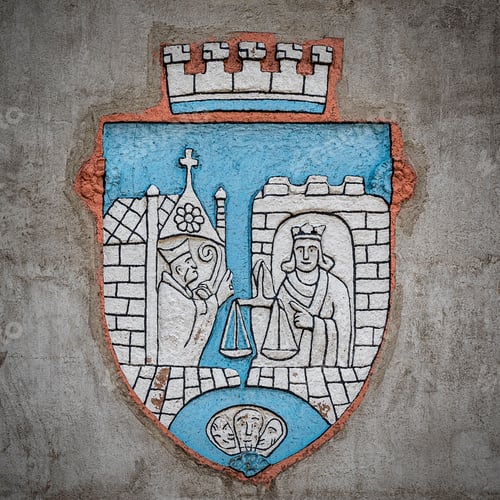 Preview: Closeup shot of the coat of arms symbol of Trondheim city, Norway