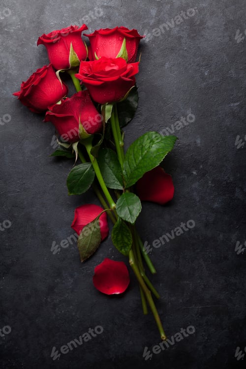 Elegant Bouquet of Red Roses on Dark Backdrop