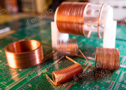 Preview: Close-up A lot of skeins of twisted copper wire