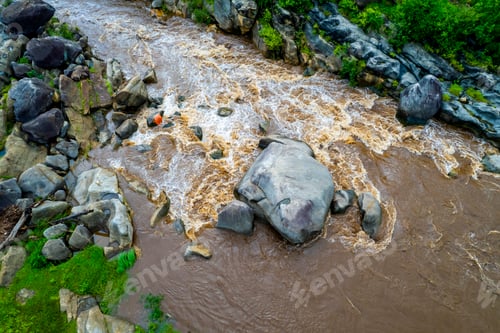 Preview: Aerial view of forest River, India.