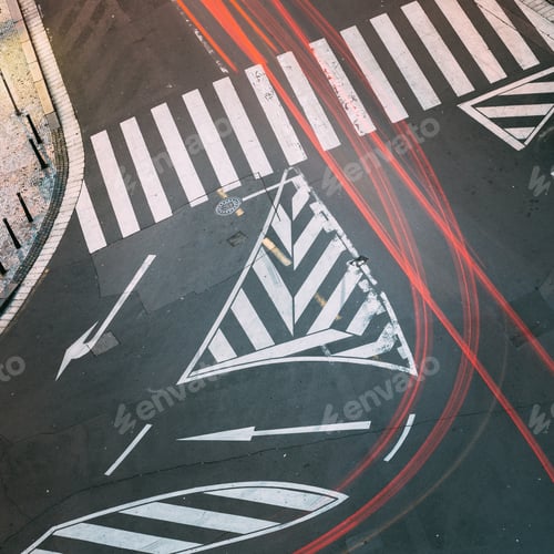 Preview: Road marking a pedestrian crossing on European city street