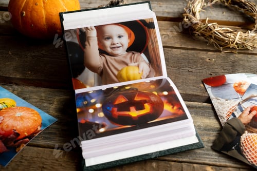 Preview: Halloween printed photos in picture album.