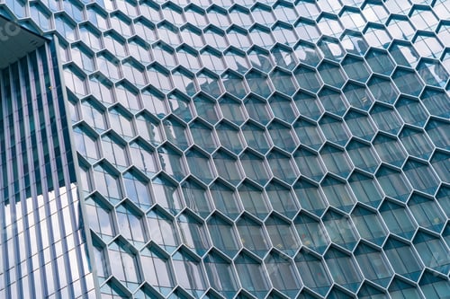 Preview: Office buildings windows. Glass architecture facade design with reflection