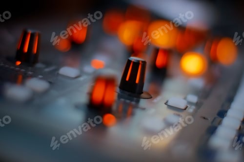 Preview: Closeup of a Music mixer in a studio